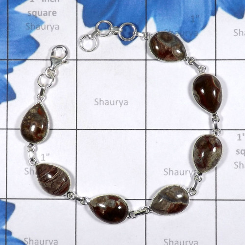 Eudialyte Bracelet F - SBP904-Bejal Eudialyte 925 Sterling Silver Handmade Jewellery Co