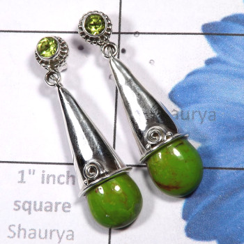 Green Turquoise D - SSE951-Factory Made Stud Earring 925 Sterling Silver In India Je