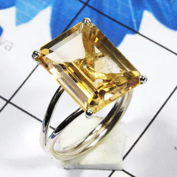 Citrine O - SPR961-Octo Prong Setting Ring 925 Sterling Silver Jewellery Citrine O - SPR961-Octo Prong Setting Ring 925 Sterling Silver Jewellery