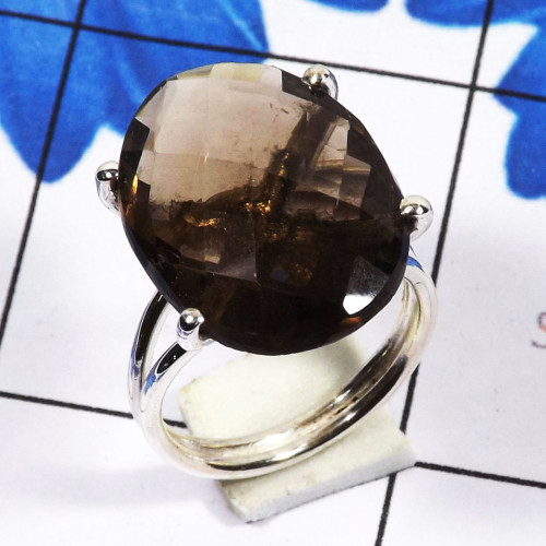 Smokey A - SPR960-Prong Setting Sring 925 Sterling Silver Handmade Jeweller