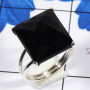 Black onyx F - SPR960-Prong Setting Sring 925 Sterling Silver Handmade Jeweller