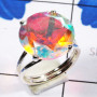 Rainbow Mystic O - SPR960-Prong Setting Sring 925 Sterling Silver Handmade Jeweller