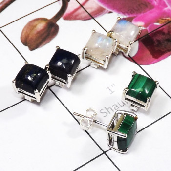 3 Pair Multi Cab Gemstone A - SSE950 - Wholesale Lot 925 Sterling Silver Multi Cab Gemstone St