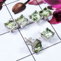 3 Pair Green Amethyst Cut C - SSE948- Factory Made Stud Multi Gemstone 925 Sterling Silver Ear