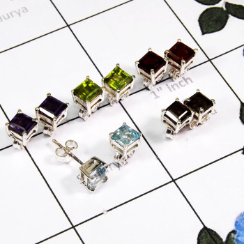 5 Pair Multi Cut Gemstone O - SSE946 - Beautiful Multi Cut Gems Stone 925 Sterling Silver Whol