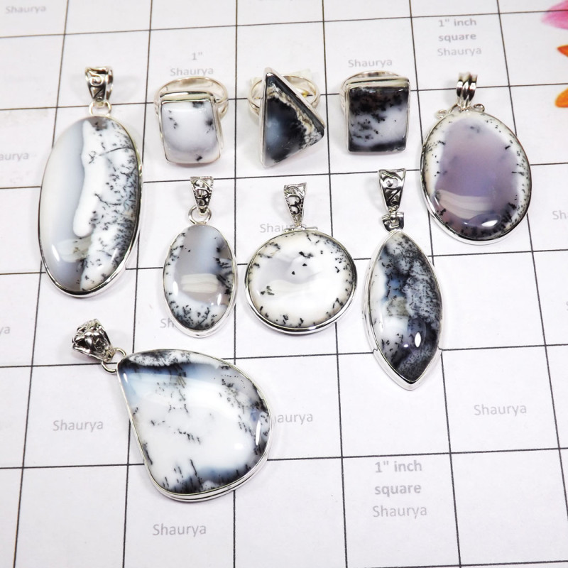 9 Pics Lot Dendritic Agate H - DOM995 - 925 Sterling Silver 100 Gram Dendritic Agate Wholesale 9 Pics Lot Dendritic Agate H - DOM995 - 925 Sterling Silver 100 Gram Dendritic Agate Wholesale