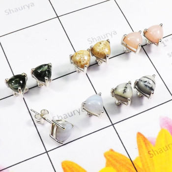5 Pair Multi Cab Gemstone B - SSE942 - Wholesale 5 Pairs Amazing Multi Cab Gems Stone 925 Ster