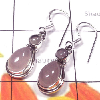 Rose quartz cab H - SDE991-Exclusive Silver Multi Gemstone Fabulous Earring Rose quartz cab H - SDE991-Exclusive Silver Multi Gemstone Fabulous Earring
