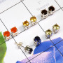 Lovely 5 Pair Carnelian,Black Onyx Etc Cut Stones Earrings D - SSE939 - Beautiful 5 Pairs Multi Cut Gems Stones 925 Sterling Si