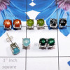 5 Pair Multi Cab Gemstone A - SSE936 - Wholesale 5 Pairs Of Multi Cab Gems Stone 925 Sterling