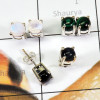 Multi Cab 3 Pairs Stud Earrings O - SSE935 - 925 Sterling Silver 3 Pairs of Wholesale Multi Cab Roun
