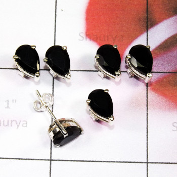 Black Onyx 3 Pairs Of Stud Earrings A - SSE934 - Amazing 3 Pairs Of Multi Cut Gems Stone 925 Sterling Si