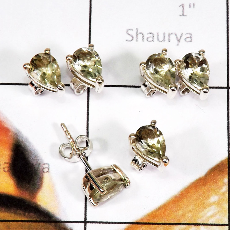 Green Amethyst 3 Pairs Of Stud Earrings F - SSE934 - Amazing 3 Pairs Of Multi Cut Gems Stone 925 Sterling Si Green Amethyst 3 Pairs Of Stud Earrings F - SSE934 - Amazing 3 Pairs Of Multi Cut Gems Stone 925 Sterling Si