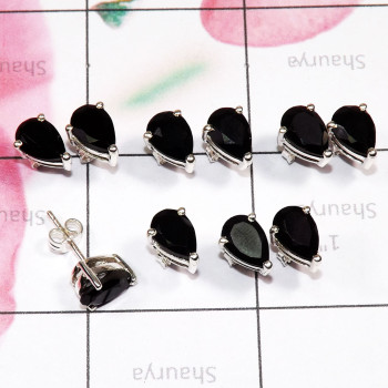 Black Onyx 5 Pairs Of Stud Earrings C - SSE933 - Glamorous 5 Pairs Of Beautiful Multi Cut Gems Stone 925