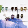5 Pairs Of Multi Cut Gems Stone Stud Earrings D - SSE933 - Glamorous 5 Pairs Of Beautiful Multi Cut Gems Stone 925