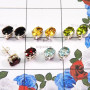 925 Sterling Silver 5 Pairs Of Stud Earrings  B - SSE931 - Fabulous 5 Pairs Of Multi Cut Gems Stone  925 Sterling