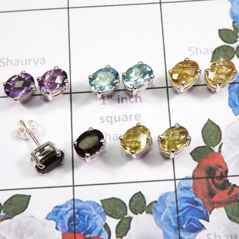 5 Pairs Multi Cut Gems Stone Stud Earrings H - SSE931 - Fabulous 5 Pairs Of Multi Cut Gems Stone 925 Sterling 5 Pairs Multi Cut Gems Stone Stud Earrings H - SSE931 - Fabulous 5 Pairs Of Multi Cut Gems Stone 925 Sterling