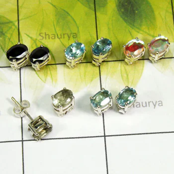 5 Pair Multi Cut Gemstone B - SSE928 - Lovely 5 Pairs of Multi Cut Gems Stone 925 Sterling Sil 5 Pair Multi Cut Gemstone B - SSE928 - Lovely 5 Pairs of Multi Cut Gems Stone 925 Sterling Sil