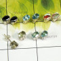 5 Pair Multi Cut Gemstone B - SSE928 - Lovely 5 Pairs of Multi Cut Gems Stone 925 Sterling Sil