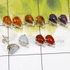5 Pair Multi Cab Gemstone A - SSE927 - Multi Cab Gems Stone 5 Pairs of 925 Sterling Silver Who