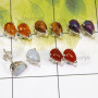 5 Pair Multi Cab Gemstone A - SSE927 - Multi Cab Gems Stone 5 Pairs of 925 Sterling Silver Who