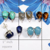 5 Pair Multi Cab Gemstone O - SSE927 - Multi Cab Gems Stone 5 Pairs of 925 Sterling Silver Who