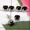 Black Onyx Cab 3 Pairs Of Stud Earrings A - SSE925 - 3 Pairs Of Lapis Lazuli Gems Stone 925 Sterling Silver