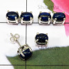 Lapis Cab 3 Pairs Of Stud Earrings O - SSE925 - 3 Pairs Of Lapis Lazuli Gems Stone 925 Sterling Silver