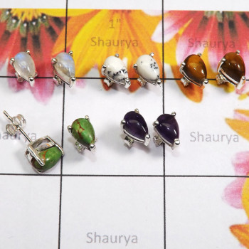 5 Pair Multi Cab Gemstone A - SSE924 - 5 Pairs of Wholesale Stud Earrings With 925 Sterling Si