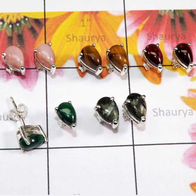 5 Pair Multi Cab Gemstone B - SSE924 - 5 Pairs of Wholesale Stud Earrings With 925 Sterling Si 5 Pair Multi Cab Gemstone B - SSE924 - 5 Pairs of Wholesale Stud Earrings With 925 Sterling Si