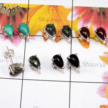 5 Pair Multi Cab Gemstone C - SSE924 - 5 Pairs of Wholesale Stud Earrings With 925 Sterling Si
