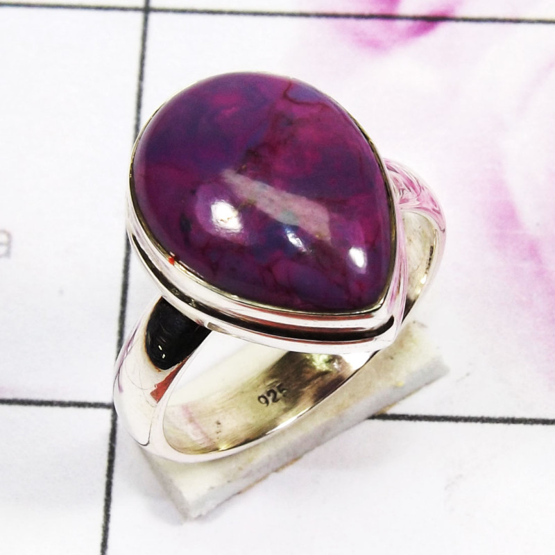 Purple Turquoise E - PSR855 - Indian Factory Made Plain Ring 925 Sterling Silver Jewe Purple Turquoise E - PSR855 - Indian Factory Made Plain Ring 925 Sterling Silver Jewe