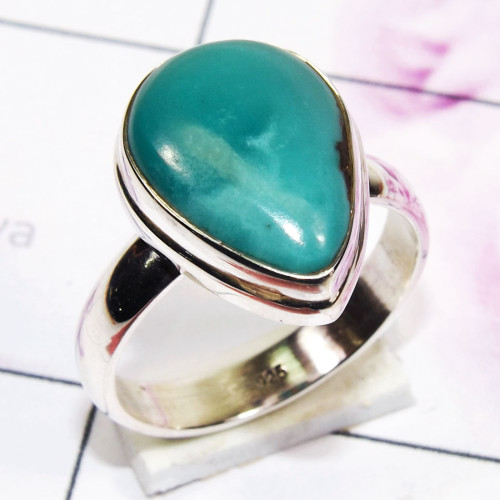 Tibet Turquoise O - PSR855 - Indian Factory Made Plain Ring 925 Sterling Silver Jewe Tibet Turquoise O - PSR855 - Indian Factory Made Plain Ring 925 Sterling Silver Jewe