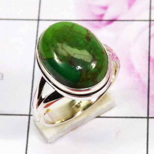 Green Turquoise A - PSR854 - 925 Sterling Silver Plain Ring Made In Indian Factory