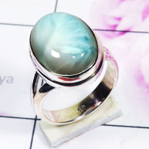 Larimar B - PSR854 - 925 Sterling Silver Plain Ring Made In Indian Factory