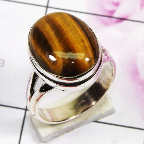 Tiger Eye I - PSR854 - 925 Sterling Silver Plain Ring Made In Indian Factory Tiger Eye I - PSR854 - 925 Sterling Silver Plain Ring Made In Indian Factory