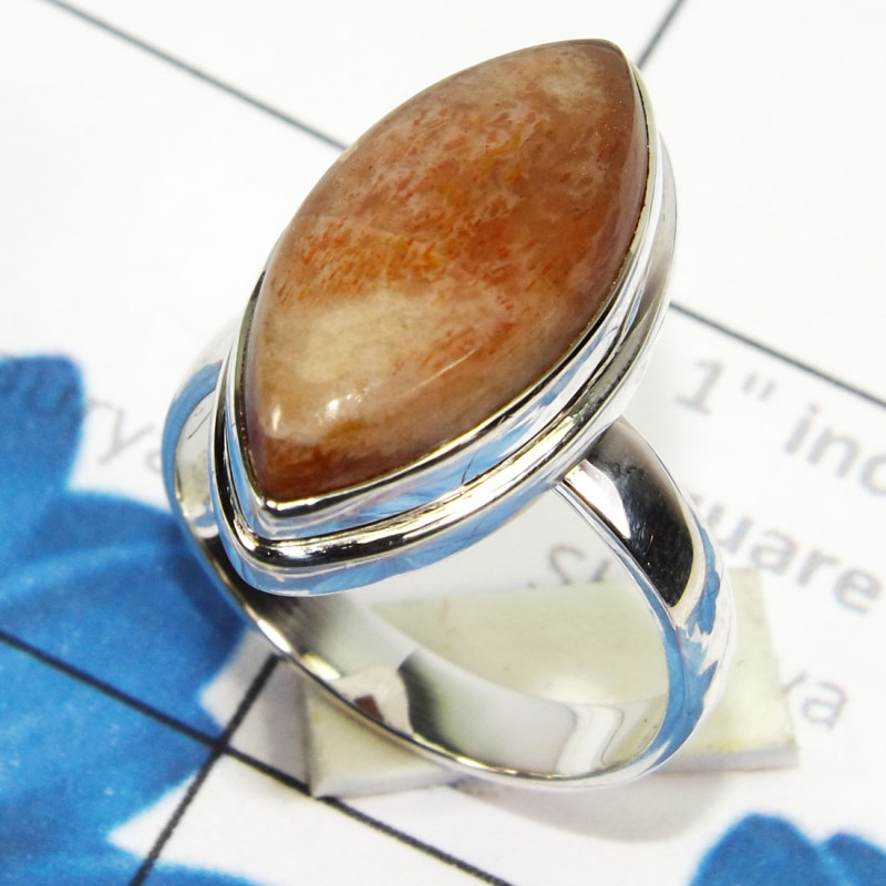 Sun Stone C - PSR850 - Indian Factory Made Plain Setting Ring 925 Sterling Sil