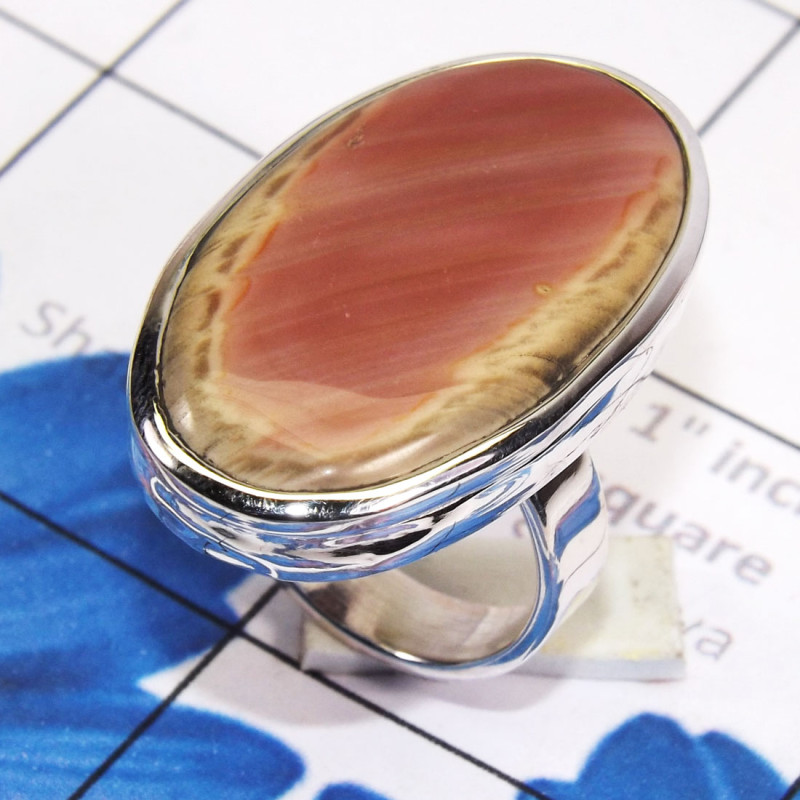 Rodochrosite E - PSR850 - Indian Factory Made Plain Setting Ring 925 Sterling Sil Rodochrosite E - PSR850 - Indian Factory Made Plain Setting Ring 925 Sterling Sil