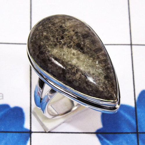 Black Coral A - PSR847 - Beautiful Plain Setting Ring 925 Sterling Silver Made I
