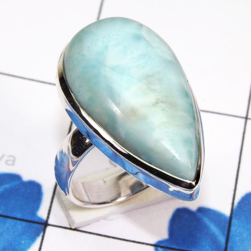 Larimar B - PSR847 - Beautiful Plain Setting Ring 925 Sterling Silver Made I