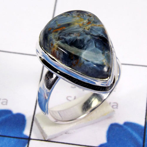 Petersite Jasper O - PSR847 - Beautiful Plain Setting Ring 925 Sterling Silver Made I