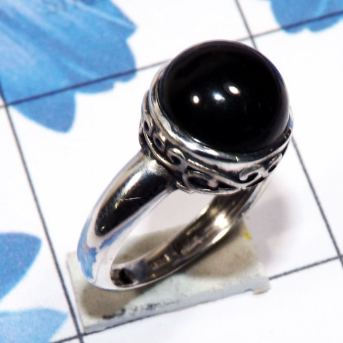 Black Onyx Cab C - SDR747 - Indian Factory Made Designer Ring With 925 Sterling Sil Black Onyx Cab C - SDR747 - Indian Factory Made Designer Ring With 925 Sterling Sil