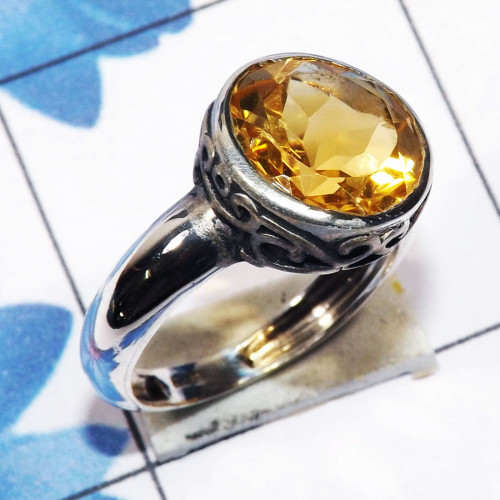 Citrine cut A - SDR746 - Designer Rings Indian Factory Made With 925 Sterling Si
