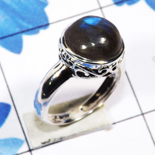 Labradorite Cab B - SDR746 - Designer Rings Indian Factory Made With 925 Sterling Si