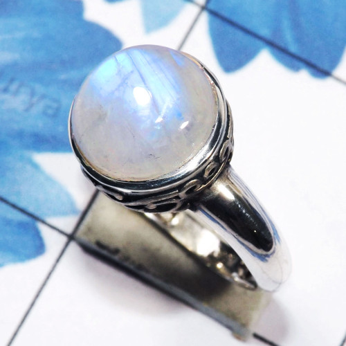Rainbow Moonstone O - SDR746 - Designer Rings Indian Factory Made With 925 Sterling Si