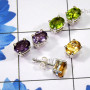 3 Pair Multi Cut Gemstone A - SSE921 - 925 Sterling Silver Wholesale Stud Earrings With Geniun