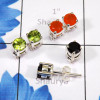 3 Pair Multi Cut Gemstone B - SSE920 - Wholesale 5 Pairs of Multi Cut Gemstone Stud Earrings W