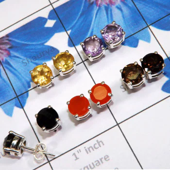 5 pairs Multi Cut Gemstone O - SSE920 - Wholesale 5 Pairs of Multi Cut Gemstone Stud Earrings W 5 pairs Multi Cut Gemstone O - SSE920 - Wholesale 5 Pairs of Multi Cut Gemstone Stud Earrings W