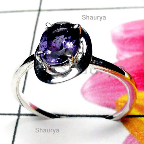 Iolite O - SCR997-Sterling Silver Precious Gemstone Rings