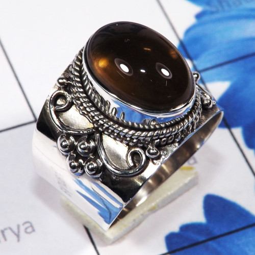 Smoky C - SDR740 - Fabulous Rings With Natural Gemstones & 925 Sterling Si Smoky C - SDR740 - Fabulous Rings With Natural Gemstones & 925 Sterling Si